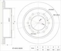 Диск тормозной задний TY Land Cruiser Prado #9#/12# 96-09, Lexus GX470 02-, Surf #21# 02-09, ST4243160200 Sat ST-42431-60200