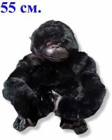 Мягкая игрушка Горилла руки на липучках чёрная. 55 см. Плюшевая обезьянка обнимашка длинные лапы