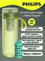 Бутылка для воды с фильтром фитнес спорт PHILIPS GoZero AWP2722LIR 58 Adventure 590ml лайм1