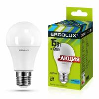 Лампа светодиодная ERGOLUX Промо, E27, 15 Вт, 4500К, 220-240 В, груша