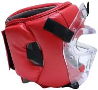 Шлем Кристалл с пластиковой маской для Всестилевого Каратэ красный L