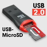 Картридер microSD WALKER CD-06, адаптер для ноутбуков, переходник для компьютеров микро сд, для USB-порта, карт ридер, карта памяти, черный