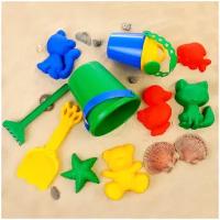 Игрушки для песочницы Соломон Набор для игры в песке №113 (8 формочек, совок, лейка, грабли, ведро) микс