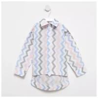 Рубашка для девочки MINAKU: Cotton Collection цвет белый, рост 110 7697035