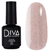 База для гель лака Diva Nail Technology с блестками, камуфлирующая основа для ногтей, нюдовое нежное цветное покрытие для френча, бежевая, 15 мл