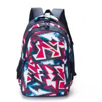Школьный рюкзак для мальчика, девочки TORBER CLASS X, темно-синий с розовым орнаментом, полиэстер, 45х30х18 см, 17 л (T2602-NAV-BLU)