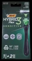 Бритвенный станок Bic Flex 3 Hybrid sensitive, сменные кассеты 2 шт