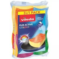 Губка для посуды Vileda Pur Colors, желтый, 4 шт