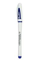 Ручка гелевая, 0.5 мм, стержень синий, корпус белый, с резиновым держаталем./В упаковке шт: 12
