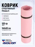 Коврик для фитнеса и гимнастики Isolon Fitness 5 мм, розовая пудра