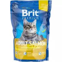 Сухой корм премиум класса Brit Premium Cat Adult Salmon с лососем для взрослых кошек. 0,8 кг