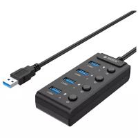 USB-концентратор на 4xUSB-A 3.0 порта Orico W9PH4, черный [ORICO-W9PH4-U3-BK]