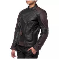 Куртка кожаная MOTEQ Teacher WAX, женский, черный/коричневый, размер XXS