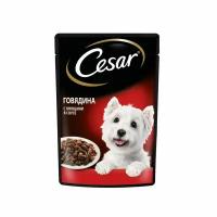 Корм консервированный для взрослых собак CESAR с говядиной и овощами, для всех пород, 85г