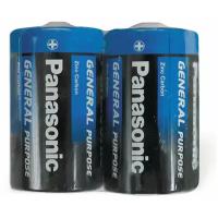 Батарейки Panasonic Батарейка солевая Panasonic General Purpose, D, R20-2S, 1.5В, спайка, 2 шт