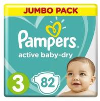 Подгузники Pampers Active Baby-dry Midi, размер 3, (6-10 кг), 82 шт