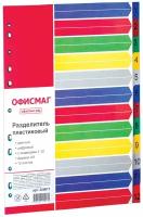 Разделитель пластиковый, А4, 12 листов, цифровой 1-12, оглавление, цветной, россия, 225617