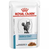 Влажный корм для кошек Royal Canin Veterinary Diets, Skin & Coat Formula, при проблемах с кожей, 12 шт. х 85 г (кусочки в соусе)