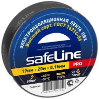 Изолента SAFELINE PRO, ПВХ 19 мм x 20 м, черная