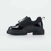 Чёрные туфли-полуботинки для девочки котофей 634162-71 размер 34