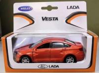 Модель Welly Lada Vesta Лада Веста седан оранжевый 12 см