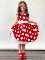 Платье Бушон, размер 140-146, красный, белый
