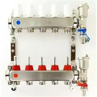 Коллектор для теплого пола 5 контуров в сборе распеределительный с расходометрами 1
