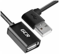 Удлинитель USB AM левый угол / AF двусторонний (GCR-AUEC6), черный, 0.5м