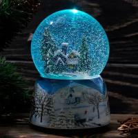 Водяной шар со светодиодамии, музыкальный, с моторчиком вращающим снег