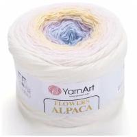 Пряжа YarnArt Flowers Alpaca (ЯрнАрт Фловерс Альпака) 1 моток цвет 402 Белый, Розовый, Желтый, Сиреневый, Голубой, 20% альпака, 80% акрил, 250г, 940м