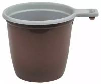 Чашка одноразовая для чая и кофе 200 мл, комплект 50 шт, пластик, бело-коричневые, 607601 В наборе: 1компл