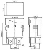 Выключатель клавишный 250В 6А (4с) ON-OFF черн. Mini (RWB-208; SC-768) Rexant 36-2146