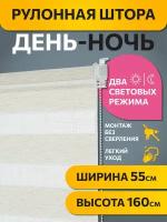 Рулонные шторы день ночь 55 см х 160 см Бежевый Эко DECOFEST, жалюзи на окно