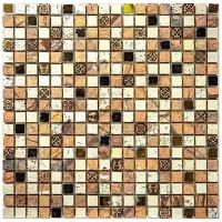 Мозаика из стекло травертин агломерат Natural Mosaic BDC-1502 золотой бежевый квадрат