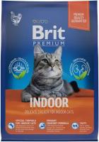 Полнорационный сухой корм Brit Premium Cat Indoor с курицей для кошек дом. содержания 0,4 кг