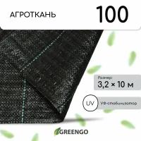 Агроткань застилочная с разметкой, 3,2* 10м, полипропилен УФ 100г/м2. черный, Greengo 9393086