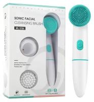 Электрическая силиконовая щетка для чистки лица вибро-массажер 2 в 1 Sonic Facial cleansing Brush wl 0156 голубая