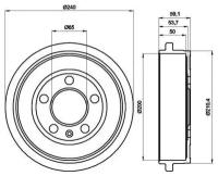 Барабан тормозной (комплект 2 шт.) Hella 8DT355300371