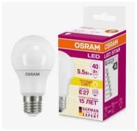 LEDVANCE OSRAM Лампа светодиодная LED STAR CLASSIC P 40 5.5W/827 шар 2700К тепл. бел. E27 470лм 220-240В матов. пласт