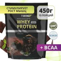 1WIN Протеин Whey Protein, Сывороточный белковый коктейль для похудения, без сахара, Шоколадный пирог, 450 г