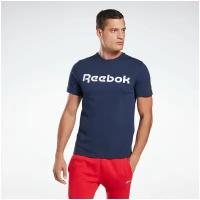 Футболка Reebok для мужчин, Размер:2XL, Цвет:синий/белый, Модель:GS REEBOK LINEAR READ TEE