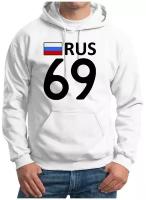 Толстовка Худи серые 69 Rus (регион)