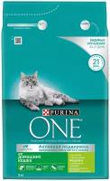 Сухой корм для кошек Purina ONE при домашнем образе жизни с индейкой и цельными злаками 3 кг