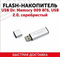 Флешка USB Dr. Memory 009 8Гб, USB 2.0, серебристый