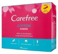 Прокладки женские ежедневные гигиенические кэфри Сarefree Cotton Fresh scent, ежедневки 76 шт