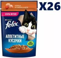 Влажный корм для кошек Felix Аппетитные в желе с курицей и томатами 26шт.*75г