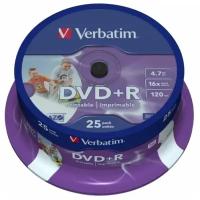 Диск DVD+R 4.7GB VERBATIM 16X туба по 25 шт. (43500) цена за уп