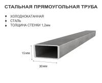 Профильная труба 30х15 стенка 1,2, 1м