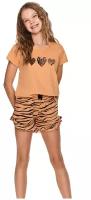 Пижама детская для девочки TARO Amanda 2713-03, футболка и шорты, оранжевый