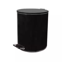 Ведро-контейнер для мусора с педалью усиленное, 15 л, кольцо под мешок, черное, оцинкованная сталь (арт. 603976)